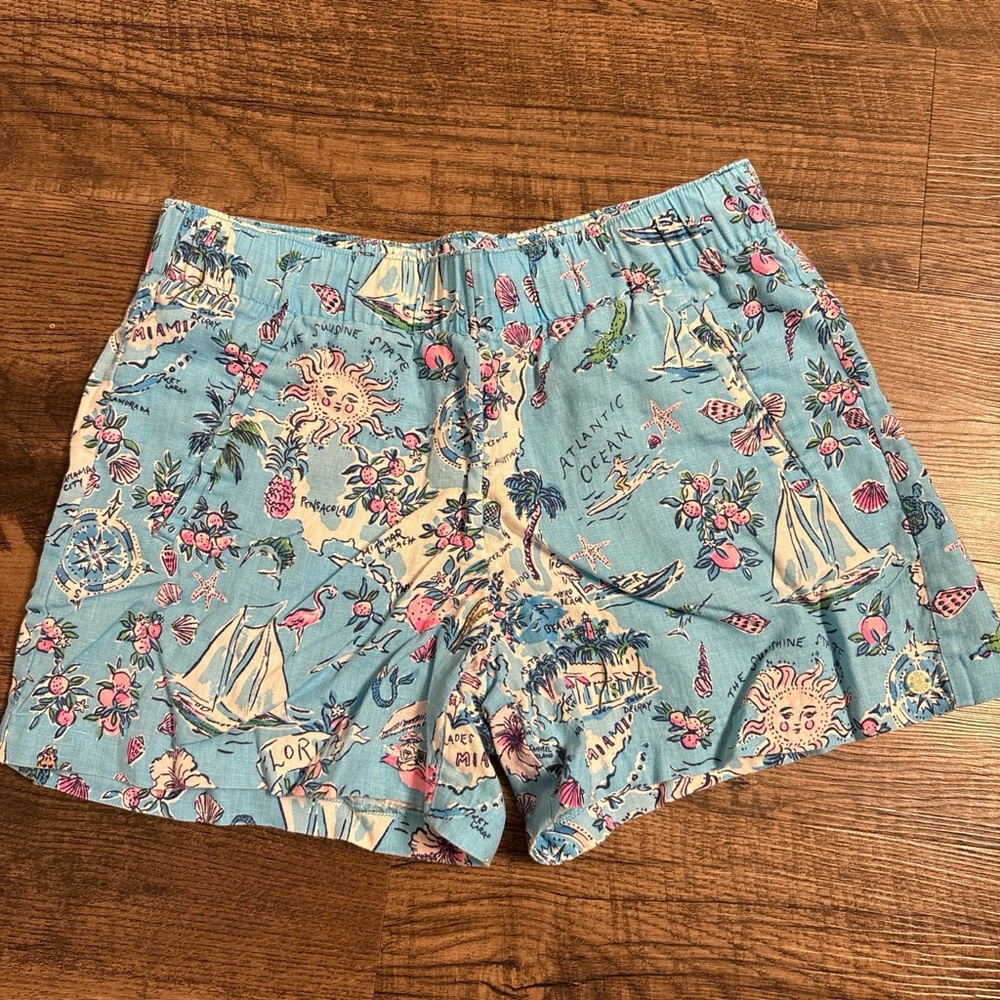 Lilly Pulitzer Blue and Pink Seashell Print Shorts